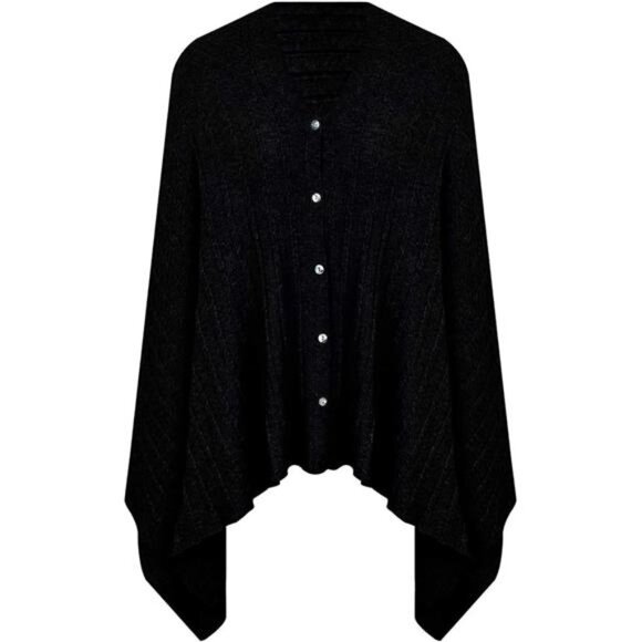 Women's Knitted Shawls Scarf Poncho Sweater Black2 - Picture 2 of 4